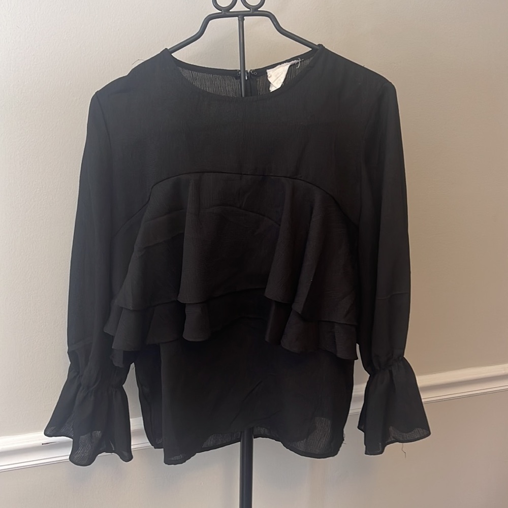 Black Ruffle Blouse - Picture 2 of 5